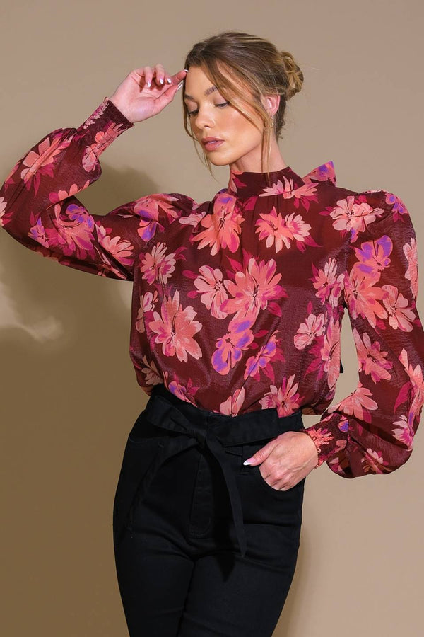 garden-romance-woven-top Flying Tomato-Sophia's StyleTOPS-1